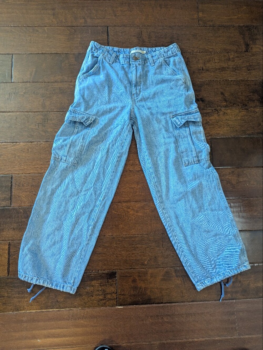 Levis Jeans Women Size 29 Light Blue 94 Baggy Cargo High Rise Drawstring Hem 90'